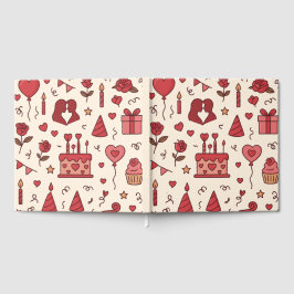 Livro De Visitas Romantic Celebration Doodle Pattern
