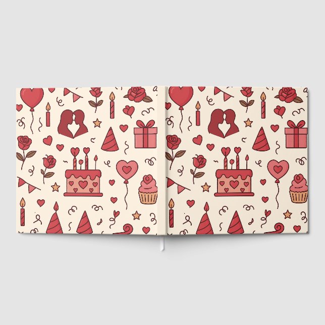 Livro De Visitas Romantic Celebration Doodle Pattern (Completo)