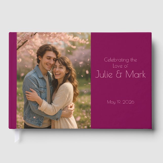 Livro De Visitas Romantic Pink Petals Wedding Guest Book (Frente)