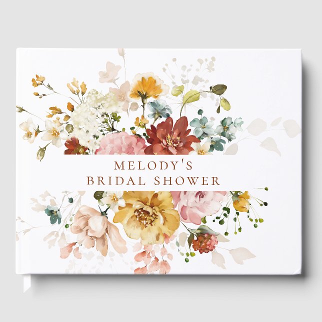 Livro De Visitas Romântico Floral Guest Book (Frente)