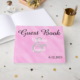 Livro De Visitas Romântico Rosa Pastel Branco Casamento em Aquarela
