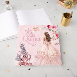 Livro de Visitas Rosa Bege Sweet 15 Quinceañera