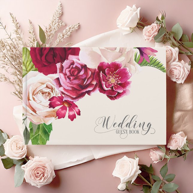 Livro De Visitas Rosa Burgundy/Cream Wedding ID584 (Criador carregado)