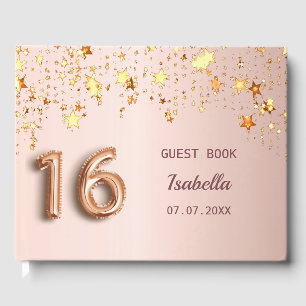 Livro De Visitas Rosa de 16 anos, 16 anos, estrelas cor-de-vidro