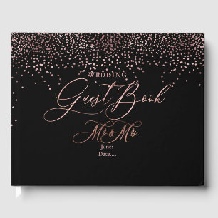 Livro De Visitas Rosa do PixDezines DOURADO CONFETTI+FUNDO DIY