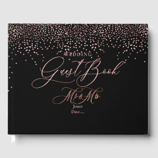 Livro De Visitas Rosa do PixDezines DOURADO CONFETTI+FUNDO DIY