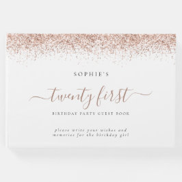 Livro De Visitas Rosa Dourada Brilhante Vinte Primeira Festa de ani