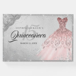 Livro De Visitas Rosa Dourada Prata Diamond Sparkle Gown Quinceaner