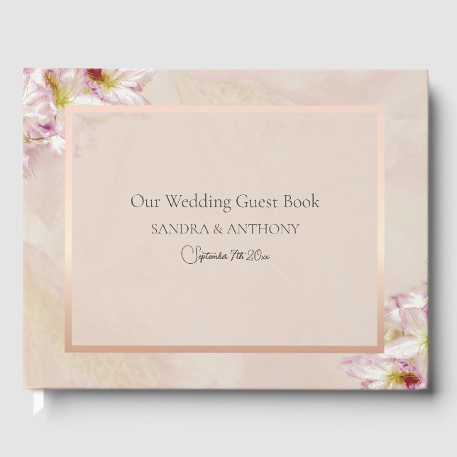 Livro De Visitas Rosa Dourado Azalea Wedding (Frente)