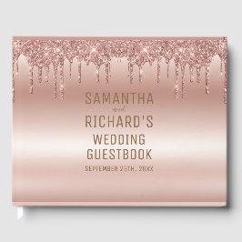 Livro De Visitas Rosa Dourado Casamento de Ouros Glitter