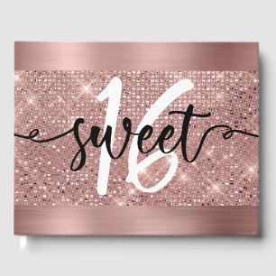 Livro De Visitas Rosa Dourado Faux Shimmer & Foil Sweet 16