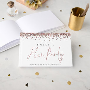 Livro De Visitas Rosa Dourado Glitter Hen Party Guest Book