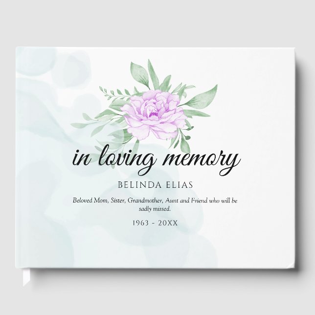 Livro De Visitas Rosa Eucalyptus Funerário Rústico (Frente)