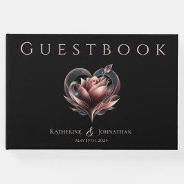 Livro De Visitas Rosa moderno com Casamento Cardíaco