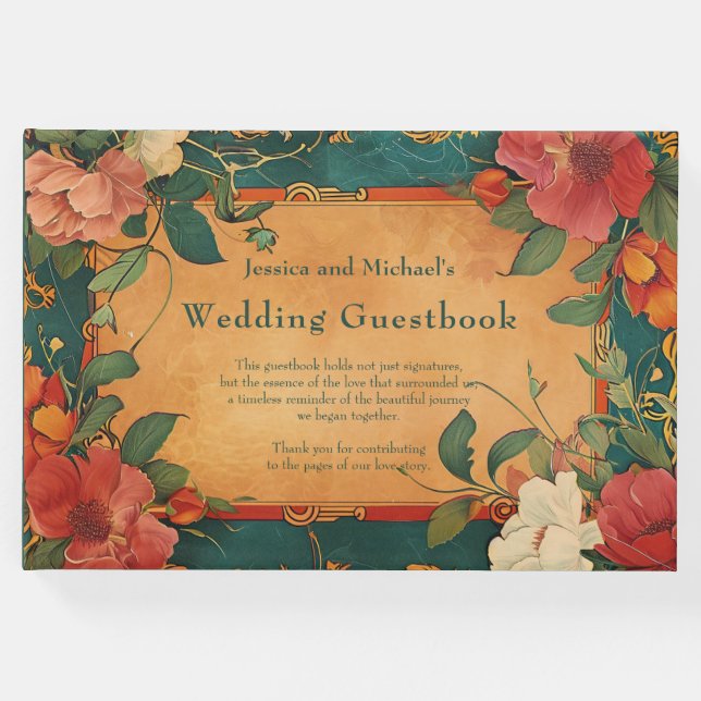 Livro De Visitas 🌹 Rosa Romance: Art Nouveau Splendor (Frente)