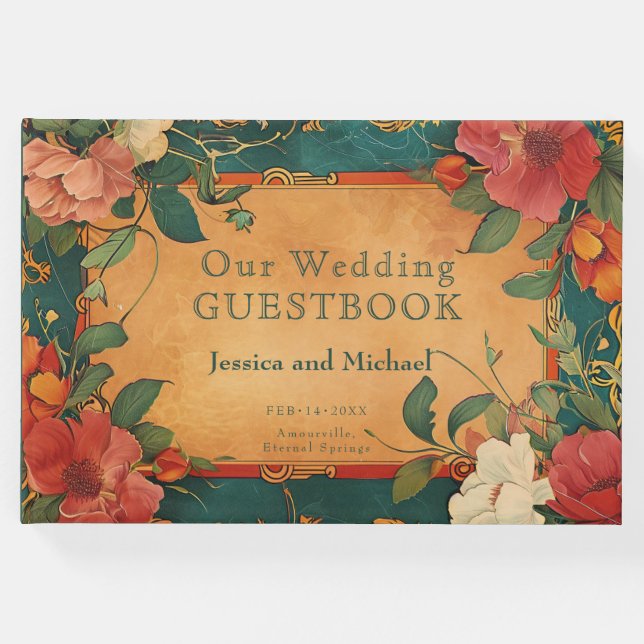 Livro De Visitas 🌹 Rosa Romance: Art Nouveau Splendor (Frente)