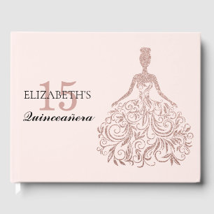 Livro De Visitas Rosa Rosa Rosa Rosa Rosa Dourada, Vestido Glitter