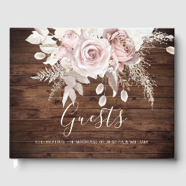 Livro De Visitas Rosa Rustic Dusty e Casamento Floral Blush