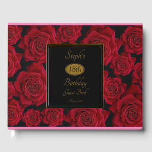 Livro De Visitas Rosa vermelha elegante alguma festa de aniversári