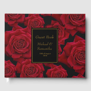 Livro De Visitas Rosa vermelha elegante - casamento