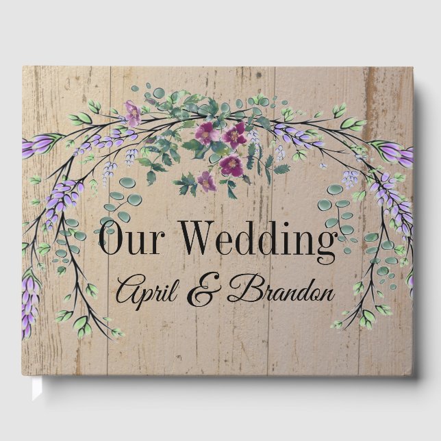 Livro De Visitas Rosa Vermelha Lavanda Antiga e Eucalipto (Frente)