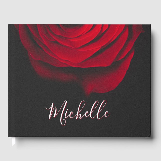 Livro De Visitas Rosa vermelha monográfica personalizada fotografia (Frente)