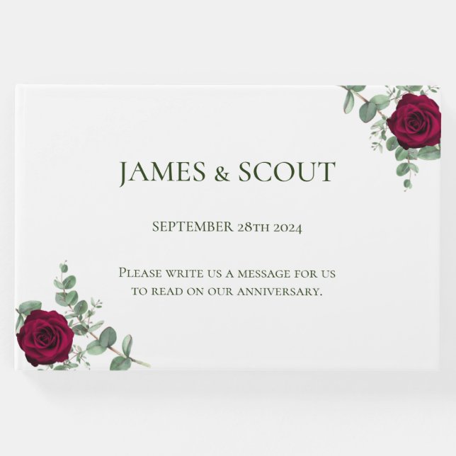 Livro De Visitas Rosa vermelha Wedding (Frente)