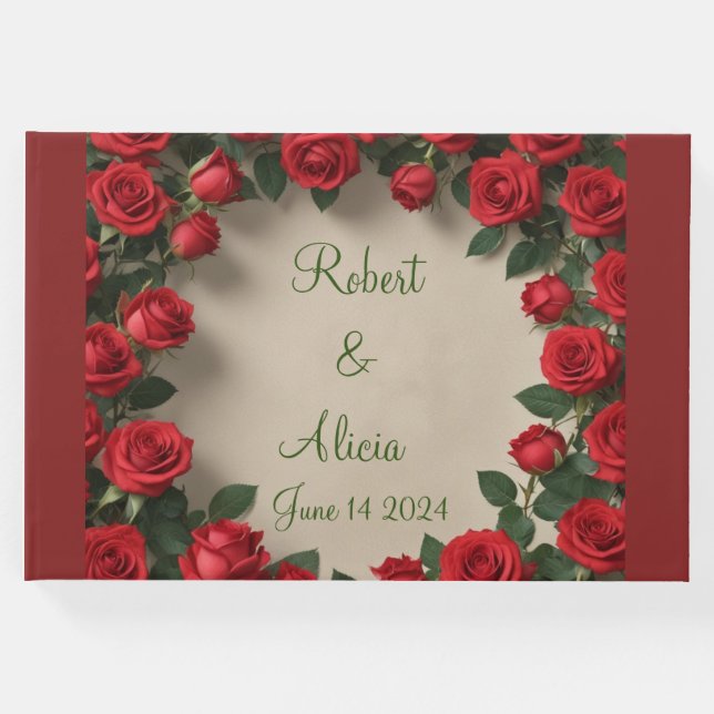 Livro De Visitas Rosa vermelha Wedding (Frente)