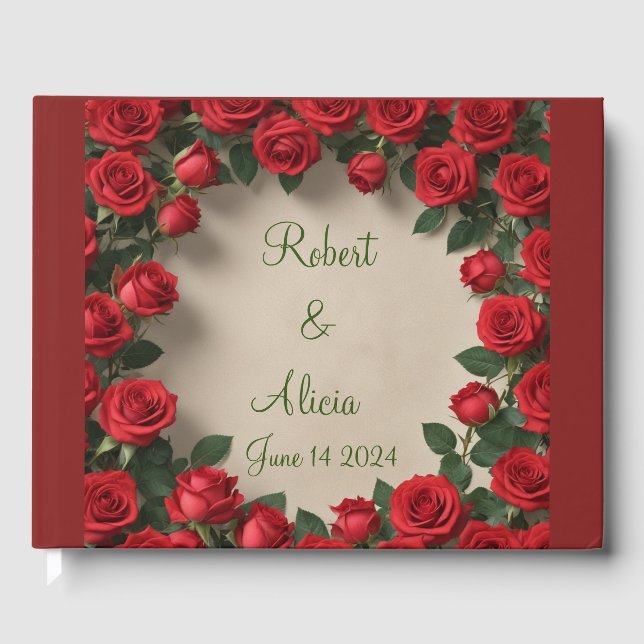 Livro De Visitas Rosa vermelha Wedding (Frente)