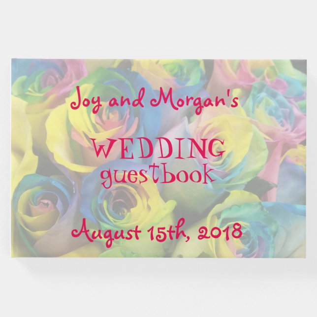 Livro De Visitas Rosas Arco-Íris Guestbook Casado (Frente)