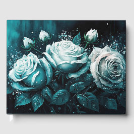 Livro De Visitas Rosas Azul e Branca