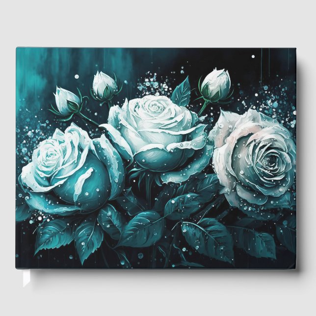 Livro De Visitas Rosas Azul e Branca (Frente)