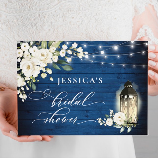 Livro De Visitas Rosas Brancas Lanterna de Madeira Azul Real Chuvei (Criador carregado)