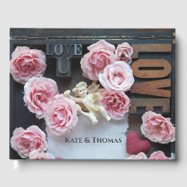 Livro De Visitas Rosas com palavras de amor e anjo