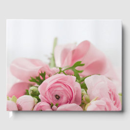 Livro De Visitas Rosas Cor-de-Rosa de Casamento