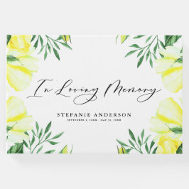 Livro De Visitas Rosas de aquarela amarela e peões Funerais