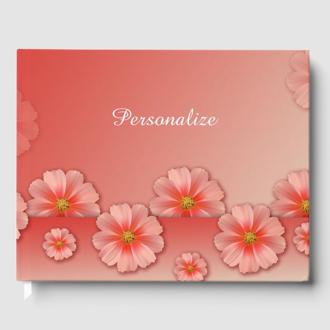 Livro De Visitas Rosas de Pêssego Elegante e Romântica Personalizam (Frente)