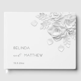 Livro De Visitas Rosas Florais 3D Brancas | Casamento