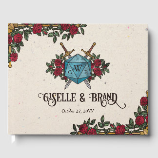 Livro De Visitas Rosas Monograma D20 Casamento RPG