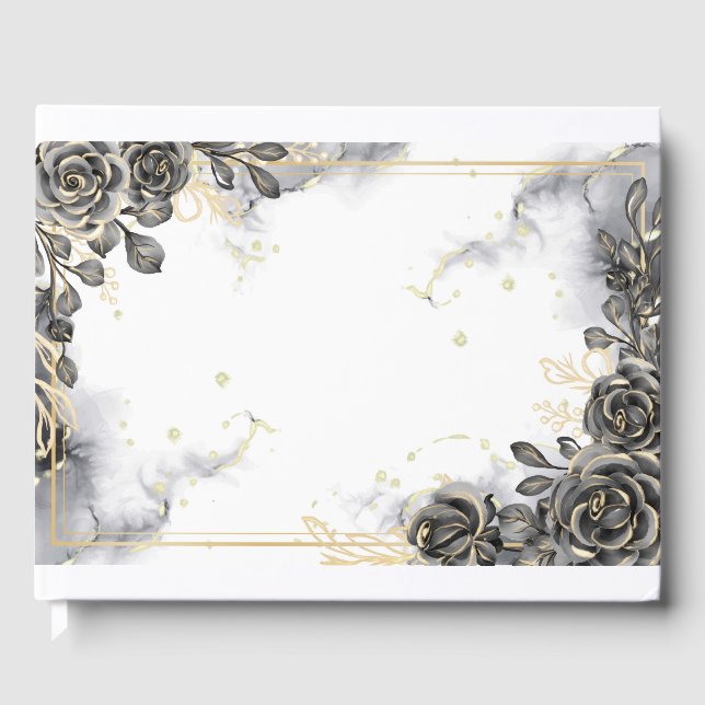 Livro De Visitas Rosas pretas e Douradas (Frente)