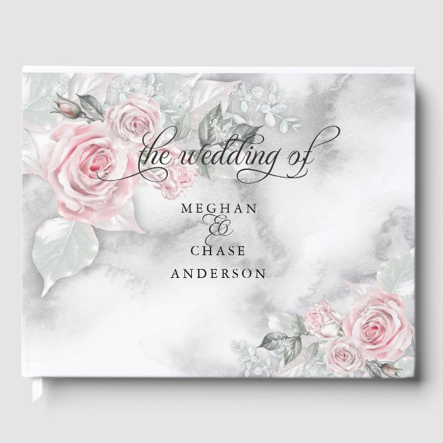 Livro De Visitas Rosas rosa Coloridas Aquarelas Barefoot™ (Frente)