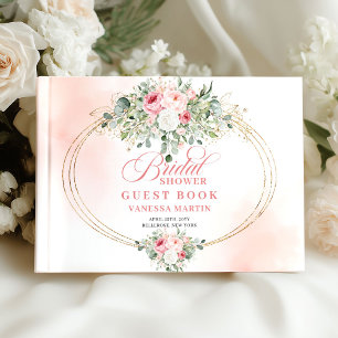 Livro De Visitas Rosas Verde Romântico Beijo Rosa Dourado Chá de No