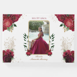 Livro De Visitas Rosas vermelhas, Branco, Quinceañera Libro de Firm