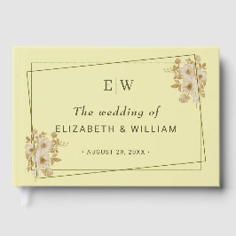 Livro De Visitas Rose Frame – Monogram Celestial Yellow Wedding