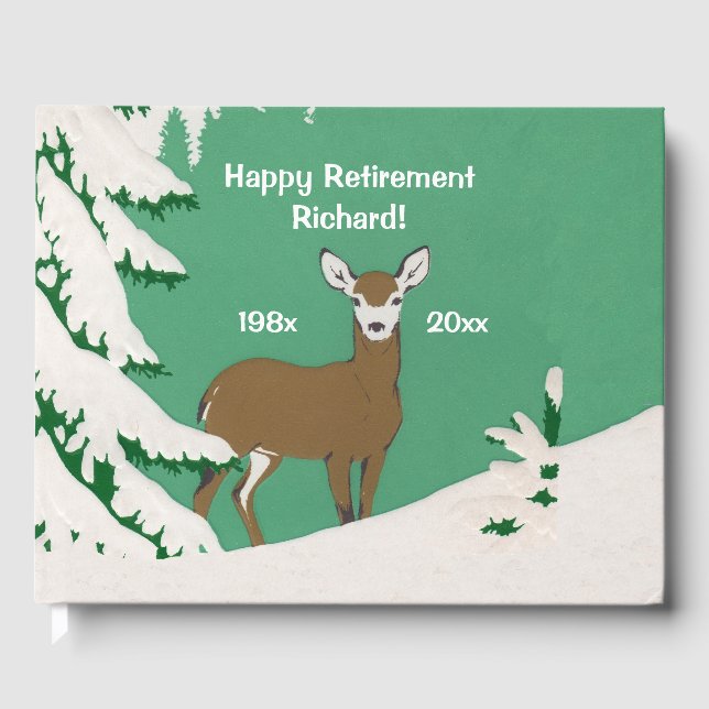 Livro De Visitas Rosto branco de veado castanho na árvore do pinhei (Frente)