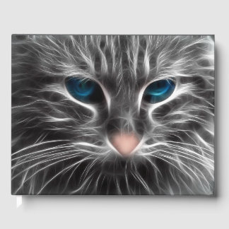 Livro De Visitas Rosto de Gato Azul Incrível