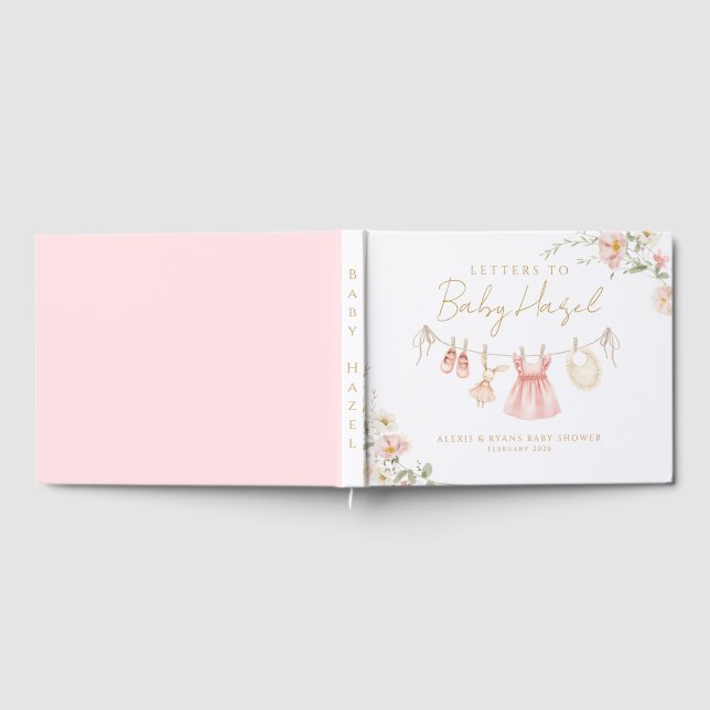 Livro De Visitas Roupas de bebê Boho Flor silvestre rosa Presente d (Completo)