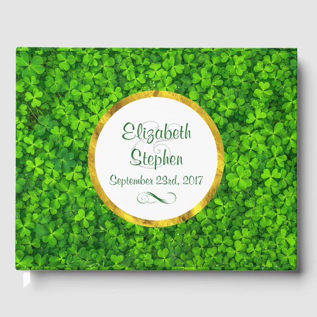Livro De Visitas Roupas Verdes com Casamento FAUX Gold Foil (Frente)