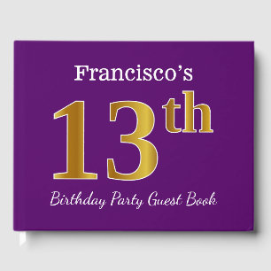 Livro De Visitas Roxo, festa de aniversário do ouro do falso 13a;