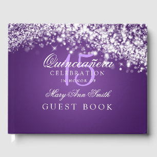 Livro De Visitas Roxo Sparkling da onda do partido de Quinceanera